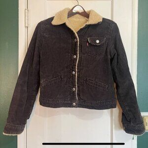 Levi's brown corduroy trucker jacket women sherpa (medium)